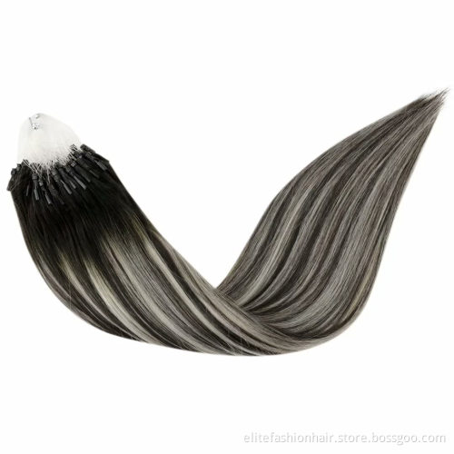 No any split ends Healthy bouncy texture loop hair extension virgin russian micro ring hair double drawn micro loop hair